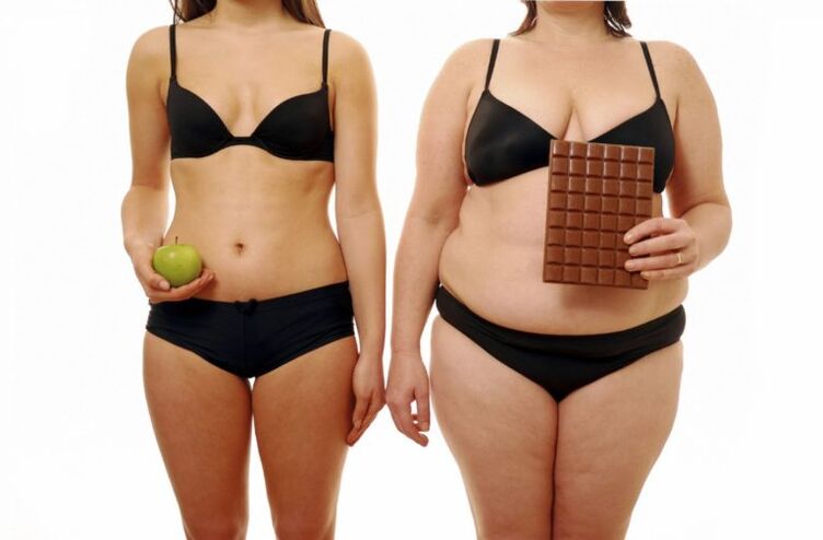 grua e shëndoshë dhe e dobët pas humbjes së peshës në një muaj